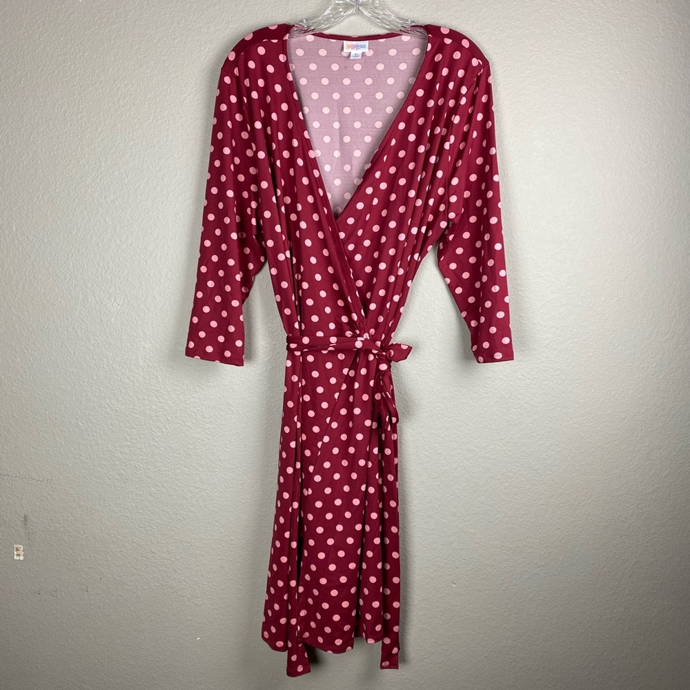 LuLaRoe Burgundy Polka Dot Wrap Dress